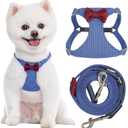 Puppytie No Pull Small Dog Harness with Multifunction Dog Leash,Lightweight Soft Adjustable No Choke Escape Proof Pet Harness Vest Pet Harness Vest,Plaid Blue,S (9-17.5lb)