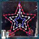 4th of July Patriotic Decorations, Red White and Blue Memorial Day Decor Star Lights, Timer 14.2In Iron Frame 70Led Fairy Star Lights, 8 Mode with Remote Window Wall Silhouette for Home