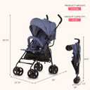 Dream On Me Vista Moonwalk Baby Stroller, Lightweight Travel Umbrella Stroller with Compact Fold, Smooth Ride Wheels, Multi-Position Recline, Spacious Storage Basket with Cup Holder, Blue