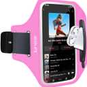 Phone Holder for Running-Arm Band for Running for iPhone & Samsung Galaxy, Cell Phone Armband Holder for Walking, Gym, Workout, Men, Women, w/Adjustable Strap & Zipper Pocket (Pink-M)
