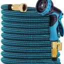 Expandable Garden Hose 100 ft, 2025 Upgraded No Kink Flexible Water Hose 100ft with 10 Pattern Spray Nozzle, 3/4 Solid Brass Connectors, Retractable Latex Core, Lightweight Expanding Hose