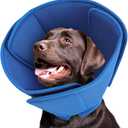 Queenmore Dog Cone, Soft Dog Cones for Large Dogs After Surgery, Comfy Cone for Dogs to Stop Licking, Adjustable Recovery Collar, Elizabethan Pet E-Collar for Wound Healing, Blue, L