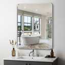 Delma Bathroom Vanity Mirror, Black Framed Bathroom Mirror for Over Sink, High-Definition Bathroom Mirror, Versatile Bathroom Vanity Mirror, Hangs Horizontally or Vertically(36x30, Silver)