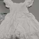 Batermoon Girls Boho Square Neck Puff Sleeve Off Shoulder Smocked Tiered Casual A Line Short Mini Dress, 13-14 Years