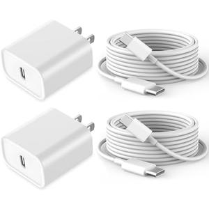 Fast Charging for iPhone 17 16 15 Charger,2Pack 20W USBC Wall Charger Travel Plug Block Phone 16e Charging Cable for iPhone 17 Air/17 Pro/17 Pro Max/16 Pro/16 Pro Max/16 Plus/15/15 Pro/15 Pro Max/iPad