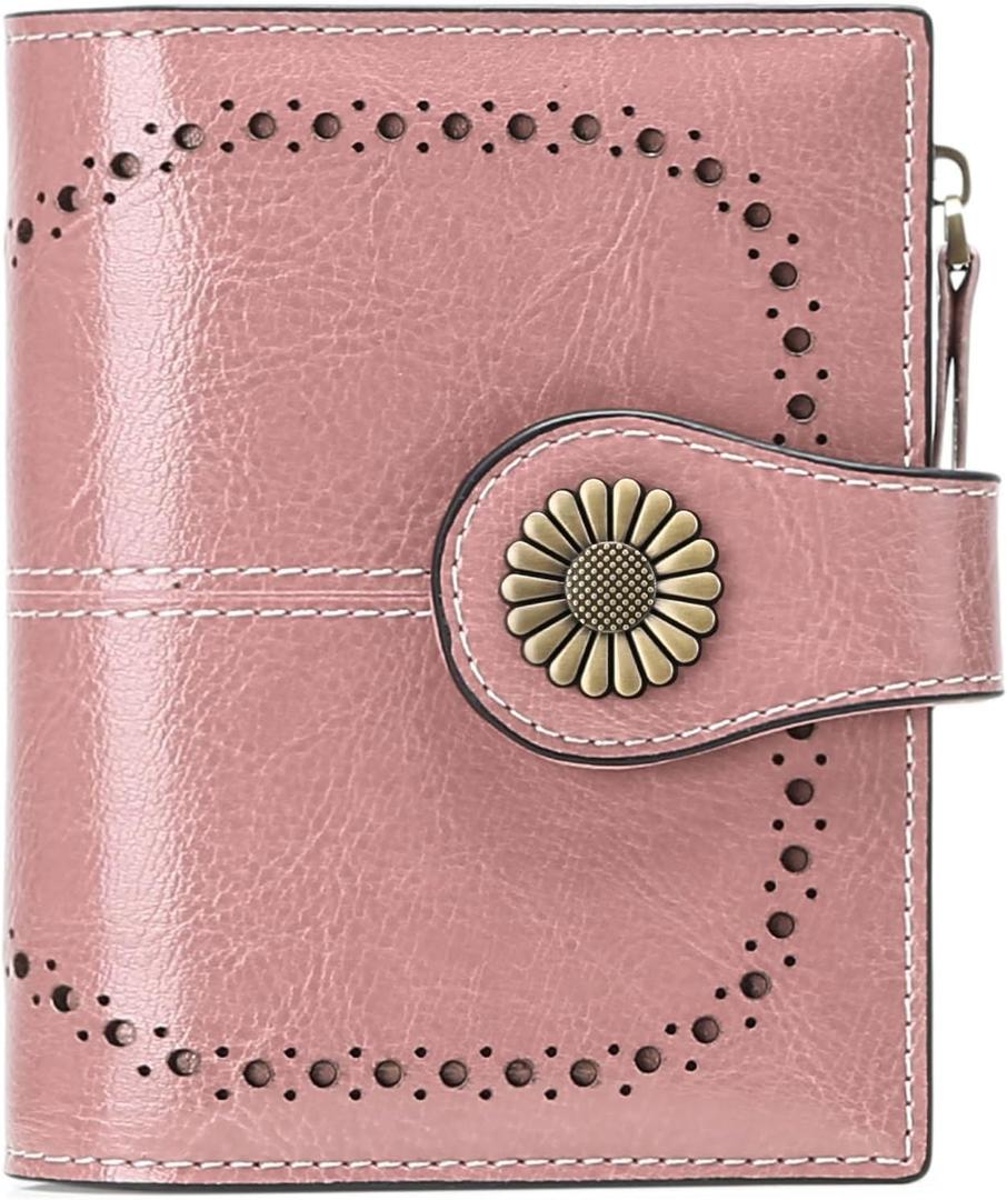 SENDEFN Small Womens Wallet Leather Bifold Card Holder RFID Blocking with Zipper Coin Pocket