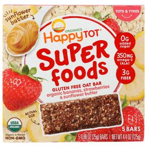 Happy Tot Organic Bananas, Strawberries & Sunflower Superfood Oat Bars, 4.4 OZ