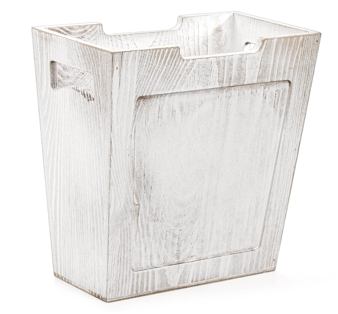 TOPZEA Wood Trash Can, Farmhouse Wastebasket with Handle Rustic Wooden Waste Basket Rectangular Small Decorative Garbage Container Trash Bin for Bathroom, Kitchen, Bedroom, Office, Living Room Decor