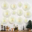 TaoBary Paper Snowflake Garland Banner Winter Christmas Decoration Hanging 3D Paper Snowflake Garland Neutral Wonderland Decorations for Windows Fireplace Mantle Shelf Wall Holiday Party Supplies