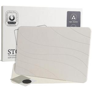 Stone Bath Mat, Quick Drying Bath Mat for Bathroom, Diatomaceous Earth Mat, Quick Dry Shower Mat, Fast Absorbent, Elegant Design, Easy to Clean - White 23.615.35