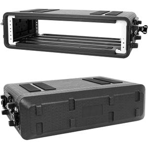 2U Rack Mount, Molded Pro-Audio PA DJ Case, Waterproof Hard Case with Custom Foam, Wireless Mic/Amp/Effect/Mixer Storage (2U 12" Deep, Black)