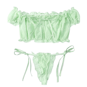 Lilosy Sexy Stretch Ruffle Tie Sheer Mesh Lingerie Set Outfits XL Lilosy Sexy Stretch Ruffle Tie Sheer Mesh Lingerie Set Outfits XL