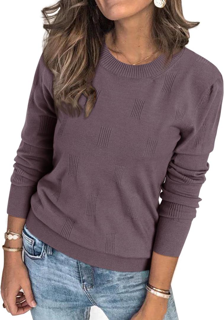 Arach&Cloz Women's Soft Knit Sweater Fall Dressy Casual Pullover Tops (XX-Large, A-gray Purple)