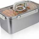 Gifhomfix Bread Box Airtight 304 Stainless Steel Bread Container, Dishwasher Safe Bread Storage for Homemade Bread, Time Recording Bread Storage Container with Lid and Handle