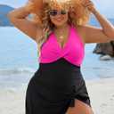 Blooming Jelly Women Plus Size Swimsuit One Piece Swim Dress Tummy Control Bathing Suits Criss Cross Modest Swimwear (XL)