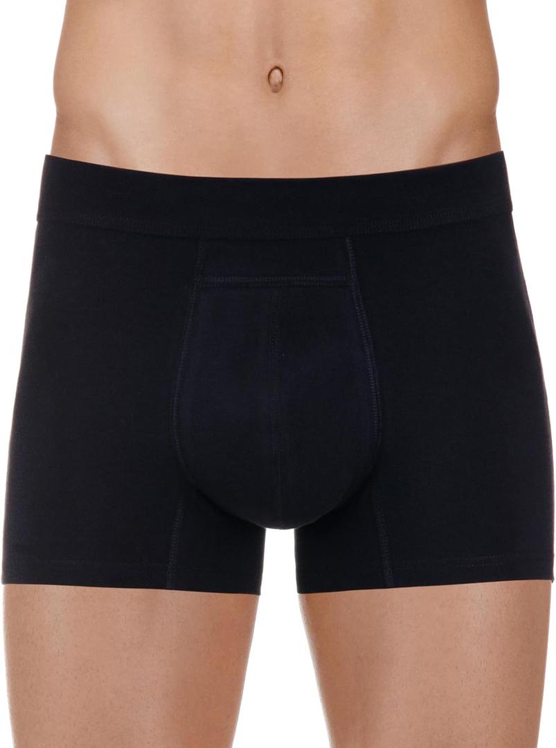 PROTECHDRY - Washable & Reusable Urinary Incontinence Cotton Boxer Brief Underwear for Men (Black, Medium) (Medium (Pack of 1))