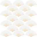 Aneco 18 Pieces Handheld Fans Cloth Hand Fans Bamboo Folding Fans for Wedding Decoration, Church Wedding Gifts, Party Favors, DIY Decoration (Cream)