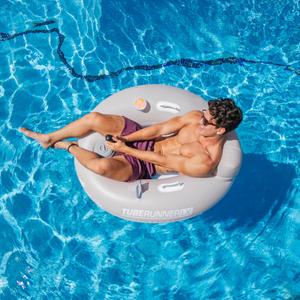 PoolCandy Tube Runner Pro 2.0 | Motorized Pool Float for Adults - Motorized Pool Tube with 66W Powerful Motor, Joystick Control, Phone Holder & Cup Holder (Blue)