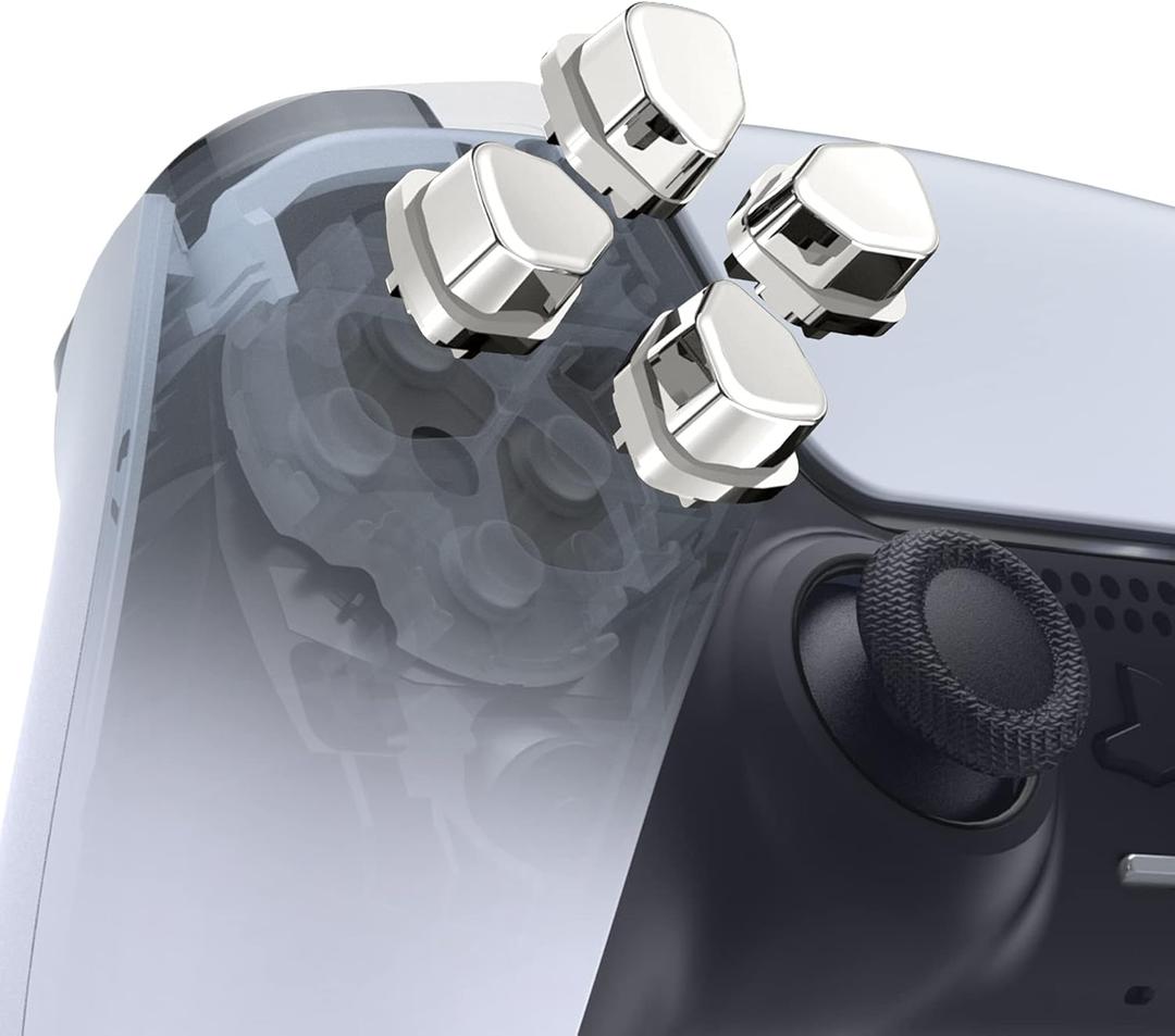 eXtremeRate Ergonomic Split Dpad Buttons (SDP Buttons) for PS5 Controller, Chrome Silver Independent Dpad Direction Buttons for PS5 Edge, for PS4 All Model Controller - Controller NOT Included