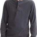Hanes T Beefyt Henley, Men's Cotton Long Sleeve Shirts (Large)