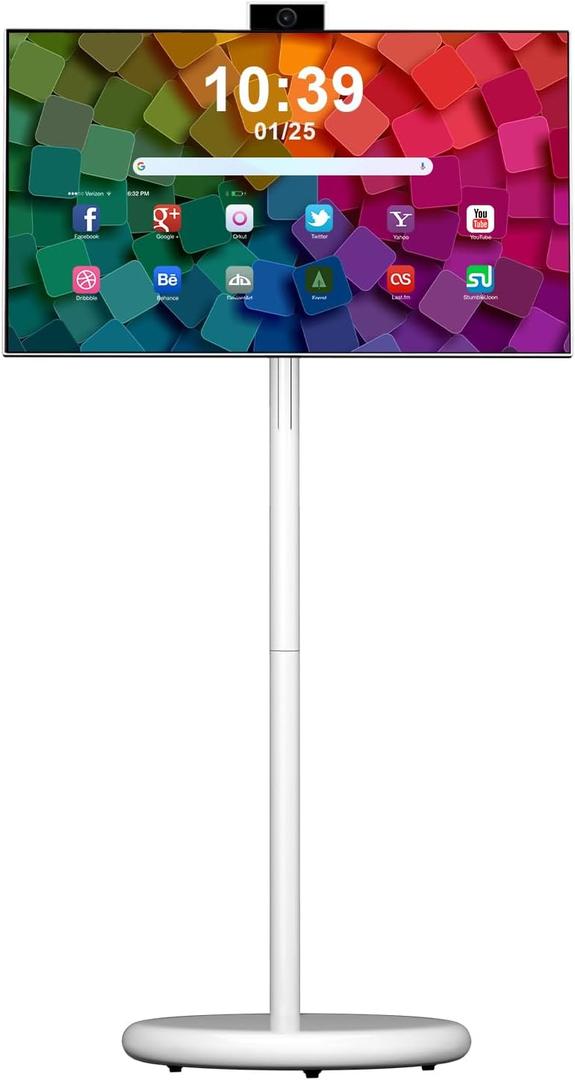 VLH 27" Smart Portable TV On Wheels | Cordless Rolling Touchscreen TV | 6GB RAM + 128GB Storage | EDLA-Certified Android 15 OS | Full Swivel Rotation | Voice Remote Control | 4K Camera