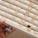 SPAKOWN Ring Box Display Holder, Clear Velvet Jewelry Storage Tray Organizer for Ring Stud Earring (Beige - 3 Drawers)