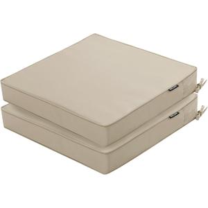 Outdoor Chair Cushions 22 x 22 Inch Water Resistant Patio Chair Cushions with Tie Color Fastness Thick Outdoor Seat Cushion for Garden Lawn Patio Furniture Cream Set of 2