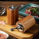 Acacia Wood Salt and Pepper Grinder Mills Sets, Wooden Shakers with Adjustable Ceramic Core, Classic Manual Salt Grinder Refillable Pepper Mill Set with a Gear Crank System for kitchen Spice