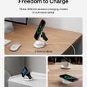 Belkin MagSafe Charger Compatible, 3-in-1 Qi2 15W Wireless Charging Station, Convertible Wireless Charger for iPhone 17, Apple Watch, AirPods, Pixel 10, Phone Stand for Travel w/ 36W Adapter - White