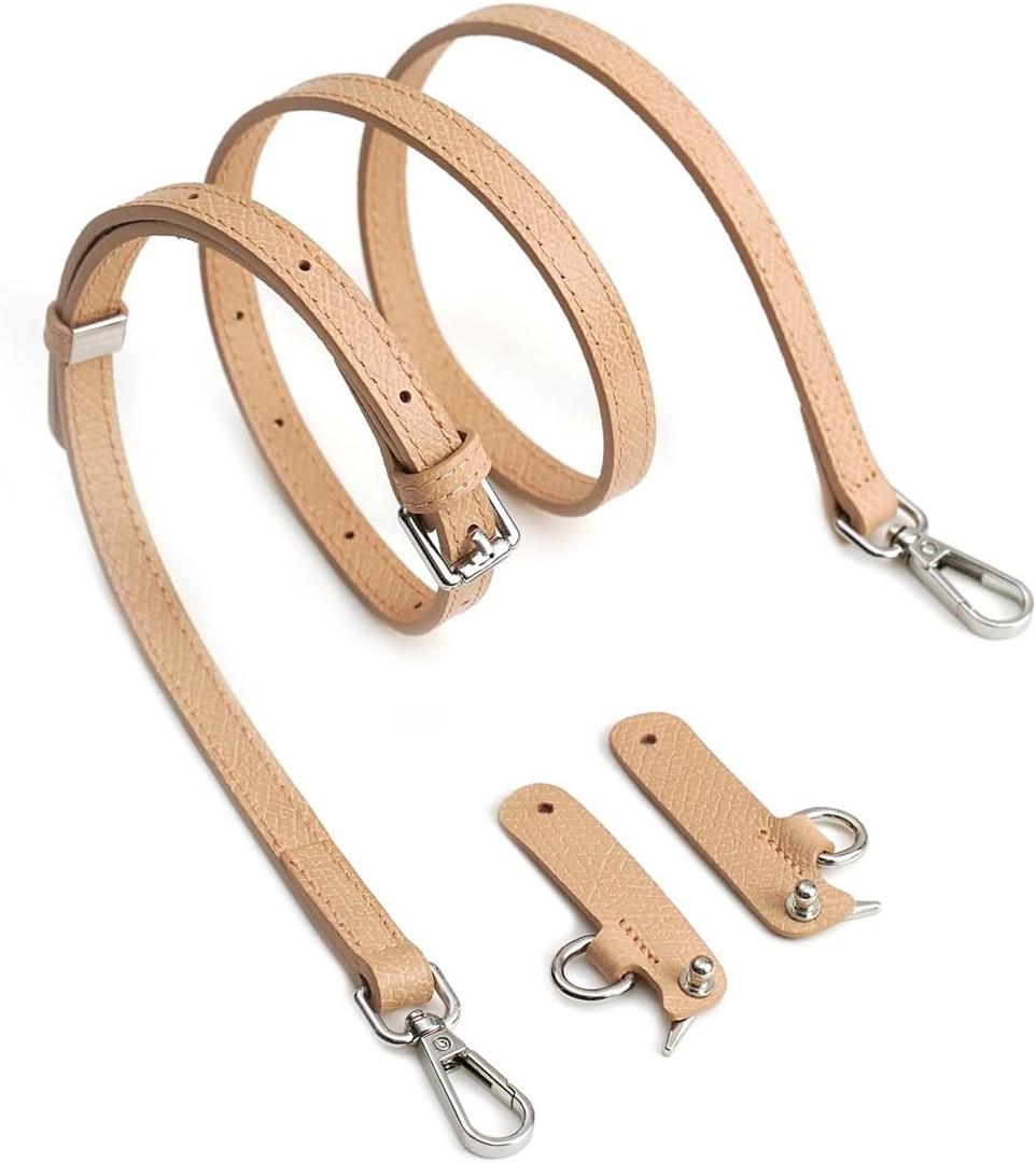 Leather Strap for LongChamp Mini Bag, Upgraded Top-Layer Cowhide Mini Pouch Crossbody Straps Conversion Kit Replacement for Women Handbags (Light Pink)