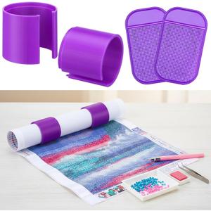 Tosstuki 2 Pcs Diamond Painting Canvas Roll Holder with Anti-Slip Mat Anti-roll Canvas Ring Organizer Diamond Kits for Adults DIY Painting Art Tool Accessories