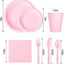 WELLIFE 210 PCS Pink Plastic Plates for 30 Guests - Disposable Dinnerware Set Including Dinner Plates, Dessert Plates, 12oz Cups, Cutlery & Napkins, Pink Party Plates