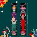 2 Pieces Day of The Dead Decorations Porch Sign Door Banner, Dia De Los Muertos Decor Mexico Party Decorations for Altar,, Halloween Welcome Hanging Flag Indoor Outdoor Decor for Front Door 11.8x70.9