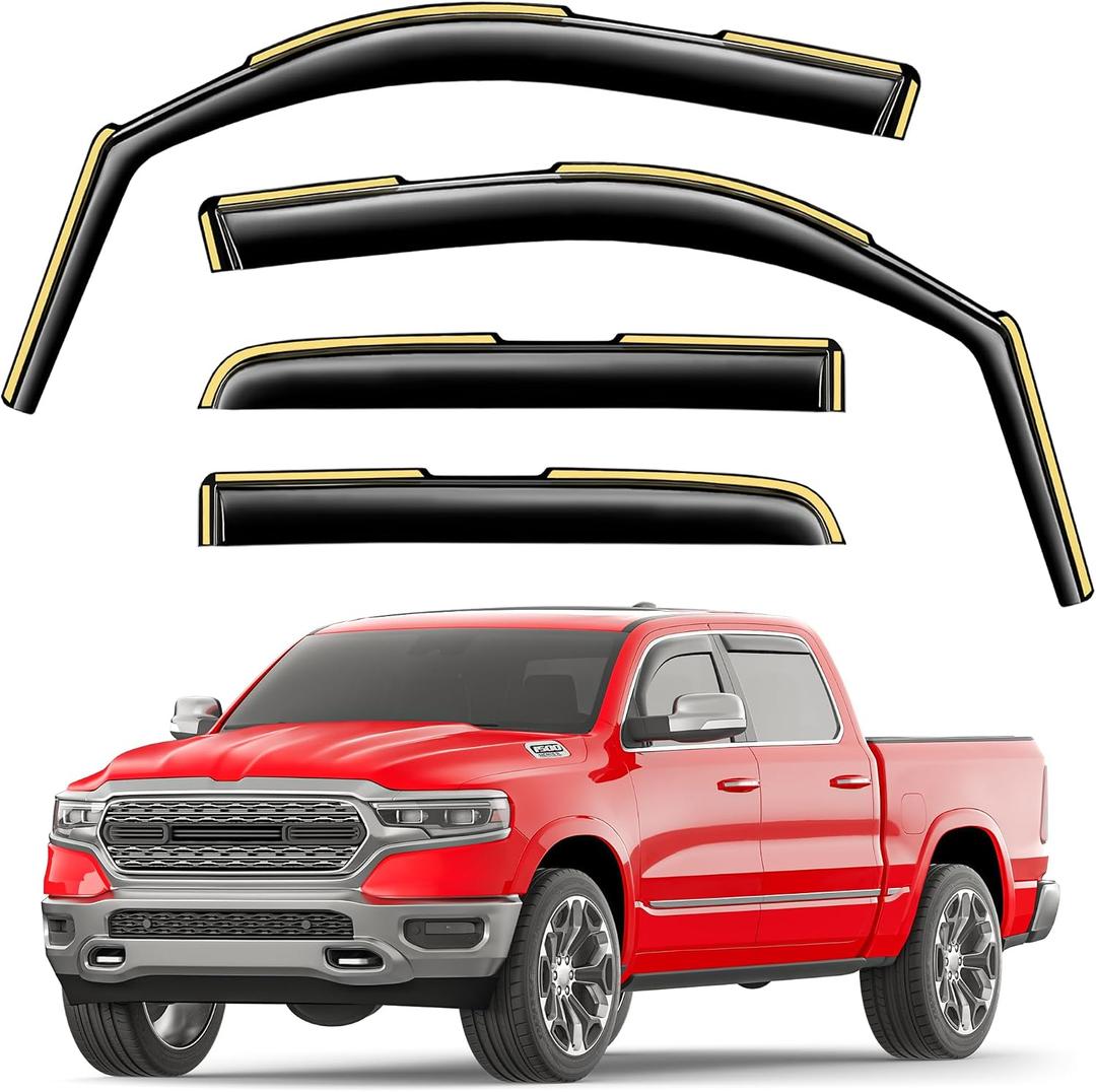 Window Visors Rain Guards for Dodge RAM 1500 Crew Cab 2019-2027