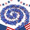 50FT Red White and Blue Garland,4th of July Patriotic Garland for Indoor Outdoor Party Celebration Holiday Independence Day Memorial Day 4th of July Red White and Blue Decorations