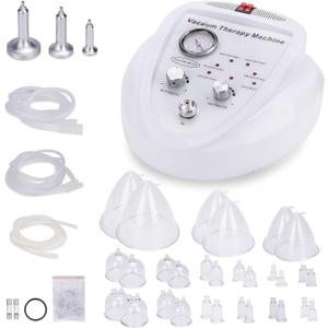 Vacuum Therapy Cupping Machine with 30 Cups and 3 Metal Gua Sha Handles for Salon SPA, Body, Back, Face Massage Care