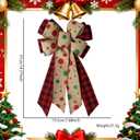 Christmas Tree Topper Bow Luxurious Red and Brown Christmas Bows for Tree Topper, Holiday Wreaths,Gift Decorations Festive Indoor Outdoor Christmas Decor