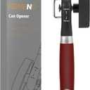 Beneno Can Opener, Manual Side Safe Cut Can Opener Smooth Edge with Durable Sharp Blade, Effort-Saving Knob & Comfortable Non-slip Handle, Red