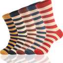 Striped Socks Tube Socks Retro Style Colorful Crew Funny Sock (Small, Multicolor 07)