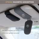Magnetic Leather Sunglass Holder, Eyeglass Hanger Clip for Car Sun Visor, Suitable for Different Size Eyeglasses(Black, 1 Pack)