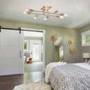 TULUCE Mid Century Modern Ceiling Lighting Fixture Industrial Semi Flush Mount Light Ceiling Brushed Brass 8 Light Kitchen Light fixtures for Dining Room Bedroom Living Room Foyer Chandelier