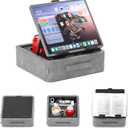 KDD 5 in 1 Tablet Pillow Holder, Foldable Book Stand for Reading with Storage Tray, Pen Slot and 2 Cup Holders, Adjustable iPad Stand for Lap, Bed, Desk and Couch Compatible with Tablet and Book