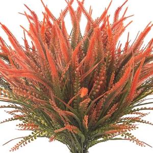 Grunyia 10 Bundles Artificial Fall Flowers for Outdoors Fake Plants UV Resistant Plastic Plants Shrubs Bushes for Home Fall Front Door Porch Garden Autumn Decor (Fall Red)