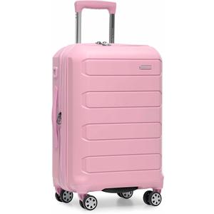 Traveler's Choice Pagosa Indestructible Hardshell Expandable Spinner Luggage, Pink, 22" Carry-on