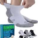 Doctor's Select Bamboo Viscose Ankle Diabetic Socks for Women & Men - 6 Pairs Viscose Bamboo Socks Woman, Low Cut Non Binding (Medium, 2 Black/2 White/2 Gray - 6 Pairs)