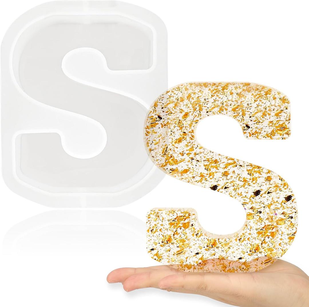 Gartful 7 Inch Large Letter Molds for Resin, 3D S Capital Alphabet Epoxy Resin Mold, A to Z Thick Resin Letter Molds for Making Letters, Word Sign Art, DIY Crafts, Making Cake, Party Home Decor