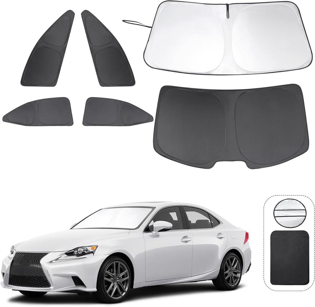 TINGLU Window Shades 6PCS for Lexus is Sedan (NOT for Lexus RX, ES) 2014-2020 Accessories Car Side Full Windows Windshield Sun Shade Sun UV Rays & Privacy Protection for Camping