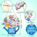 Spring door decorations Welcome hanging doorplate Outdoor wooden ornament for Farmhouse Porch Easter Party Home Seasonal Supplies