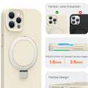 PuyaTeya Liquid Silicone Case for iPhone 11 pro MAX with Magnetic Ring Stand, Upgraded Camera Lens Protection, Mil-Grade Drop Shockproof, Anti-Scratch Microfiber Lining Silicone Case (Beige)