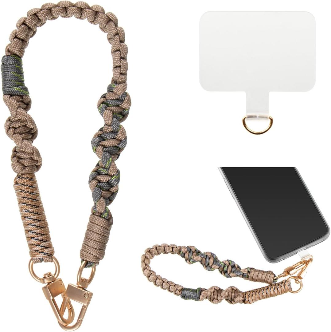 Phone Wrist Strap, Universal Phone Chain with Tether Tab, Nylon Phone Wristlet Charm, Anti-Loss Cell Phone Lanyard (Coffee)